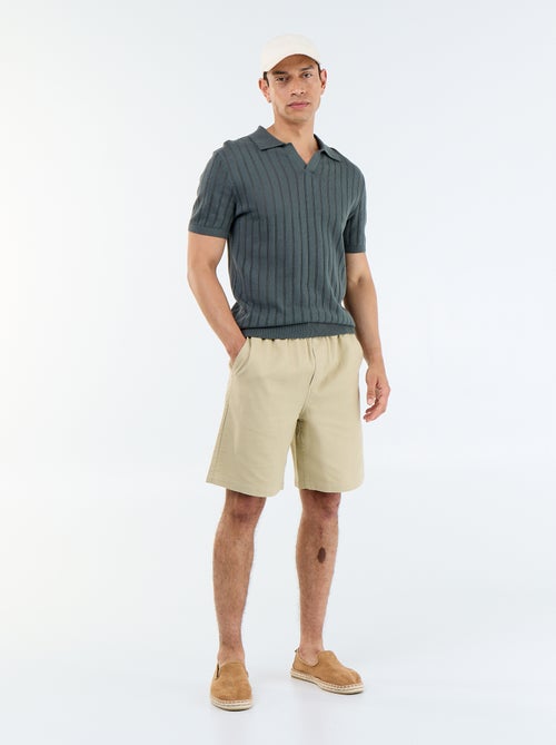 Bermuda van lichte molton met trekkoordjes - Kiabi