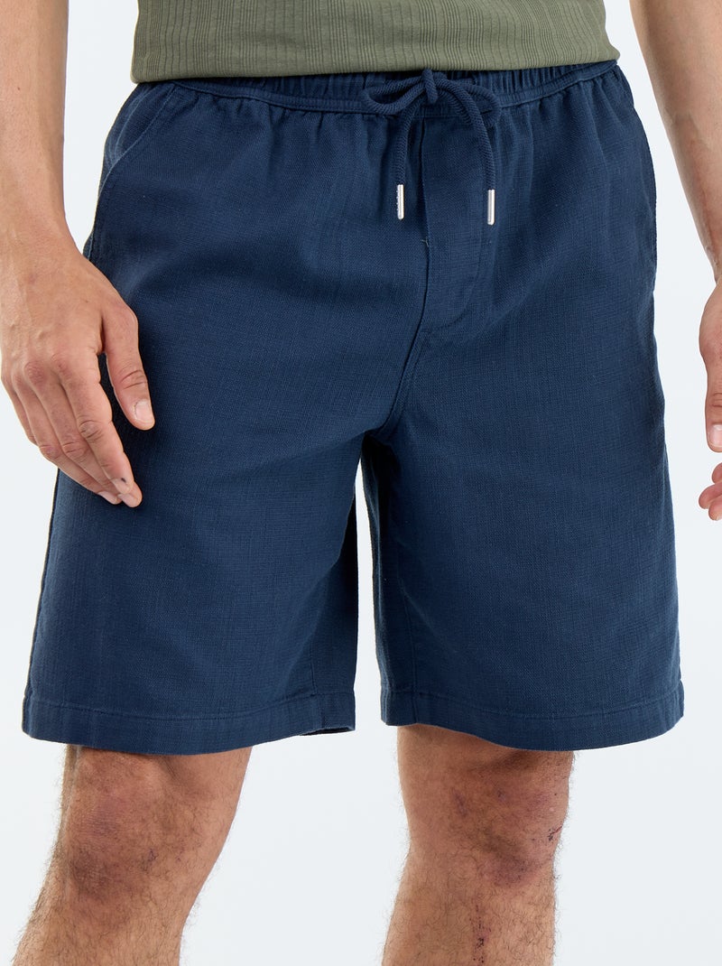 Bermuda van lichte molton met trekkoordjes Blauw - Kiabi