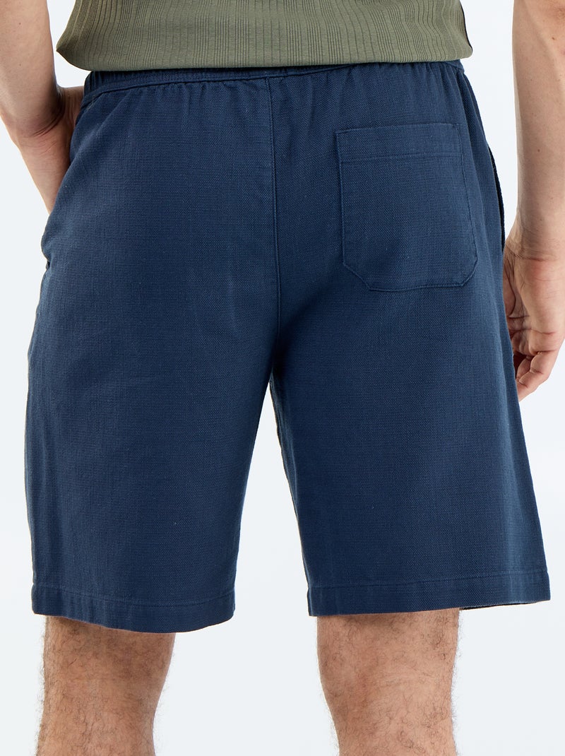 Bermuda van lichte molton met trekkoordjes Blauw - Kiabi