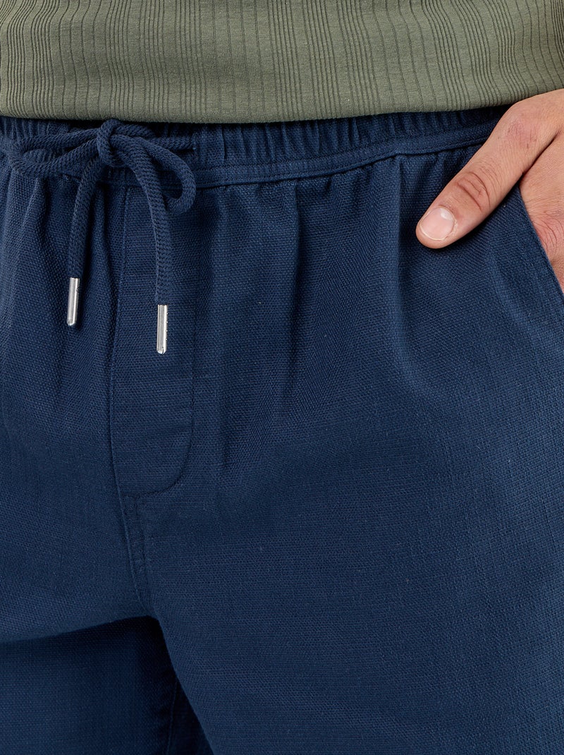 Bermuda van lichte molton met trekkoordjes Blauw - Kiabi