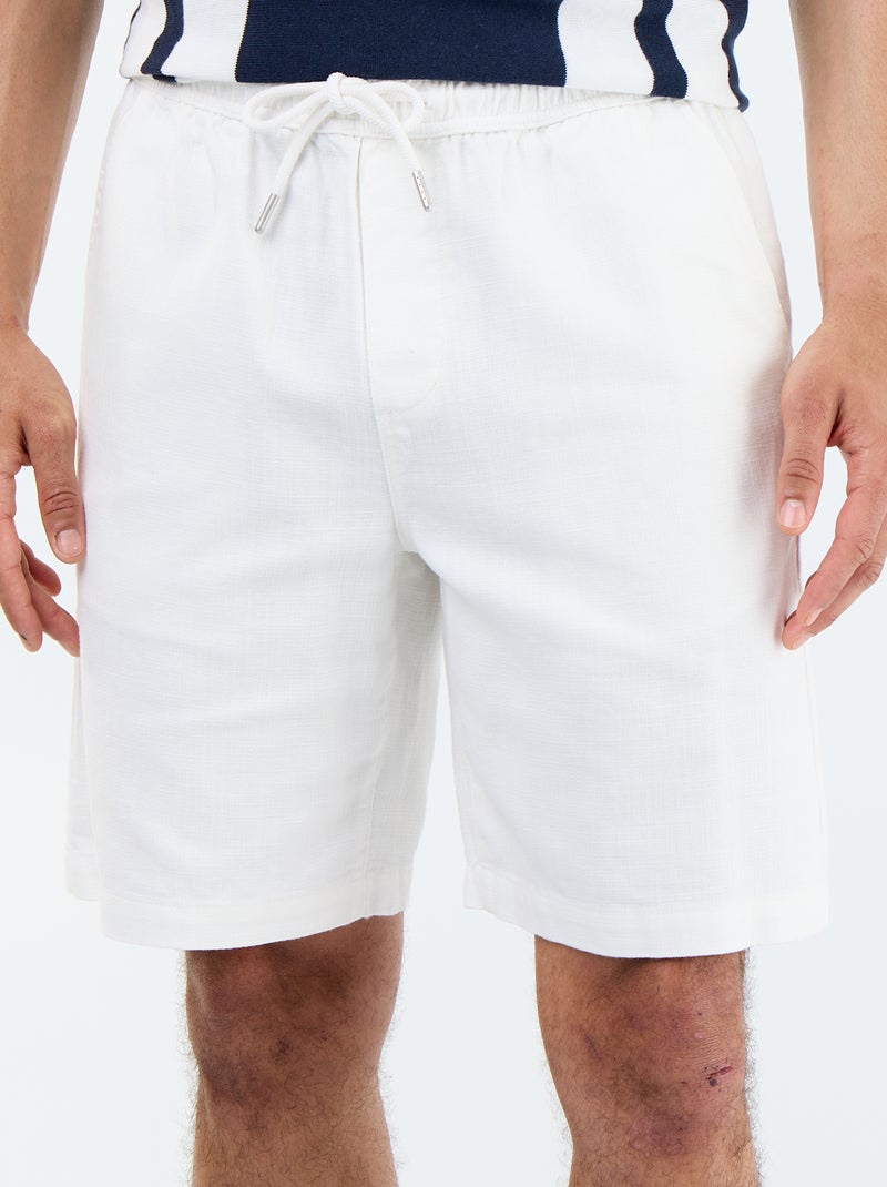 Bermuda van lichte molton met trekkoordjes Wit - Kiabi