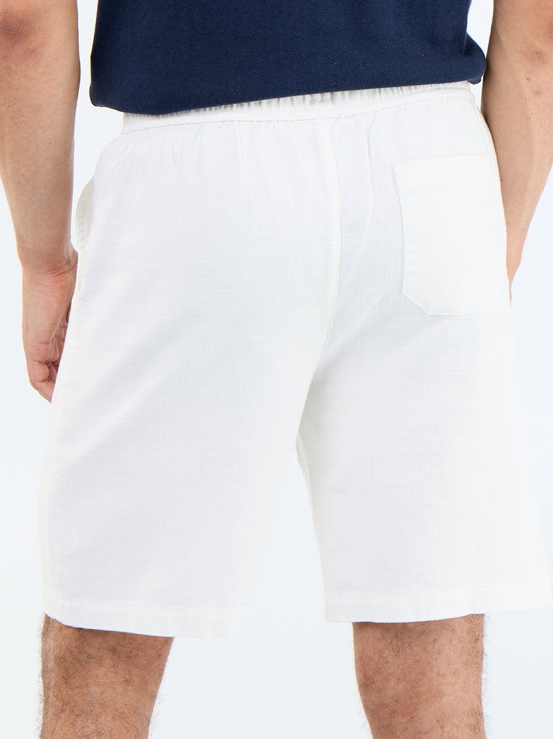 Bermuda van lichte molton met trekkoordjes Wit - Kiabi