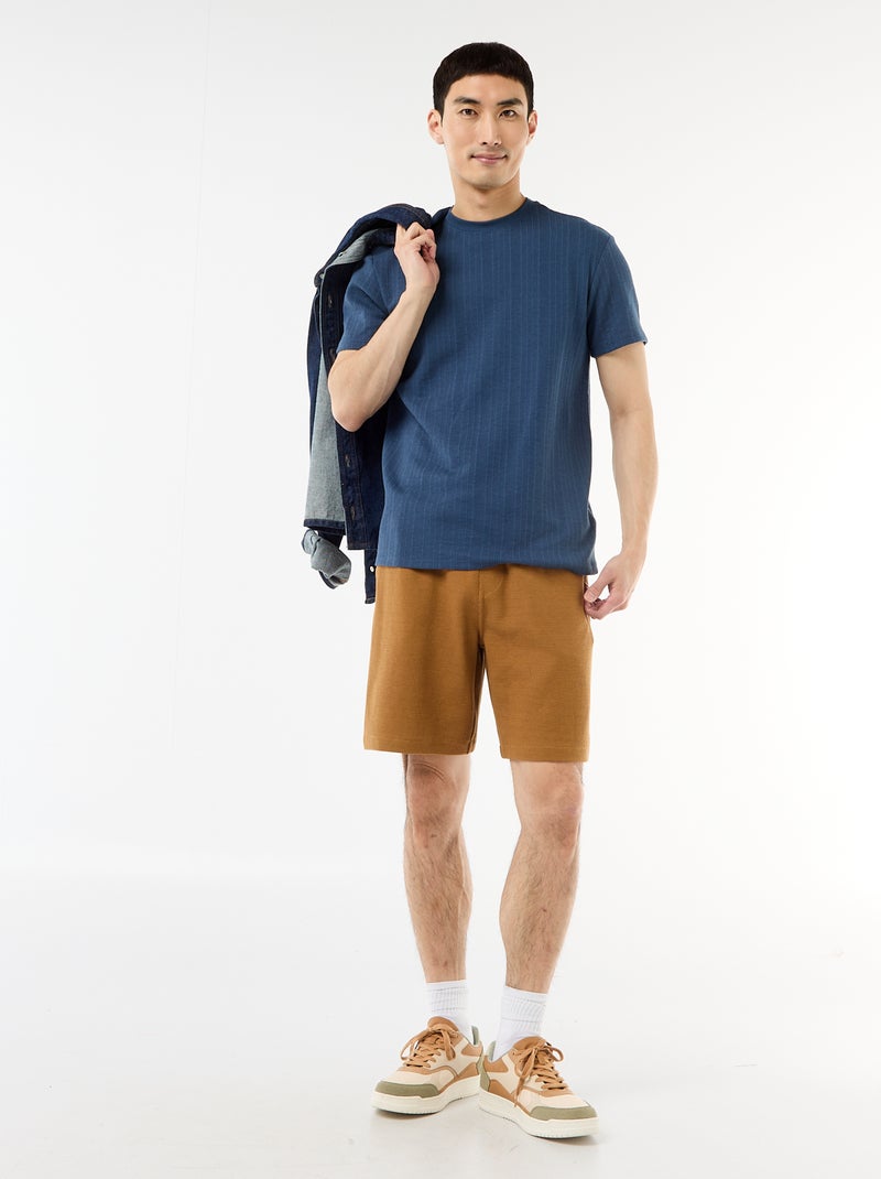 Bermuda van lichte sweatstof (french terry) Biege - Kiabi