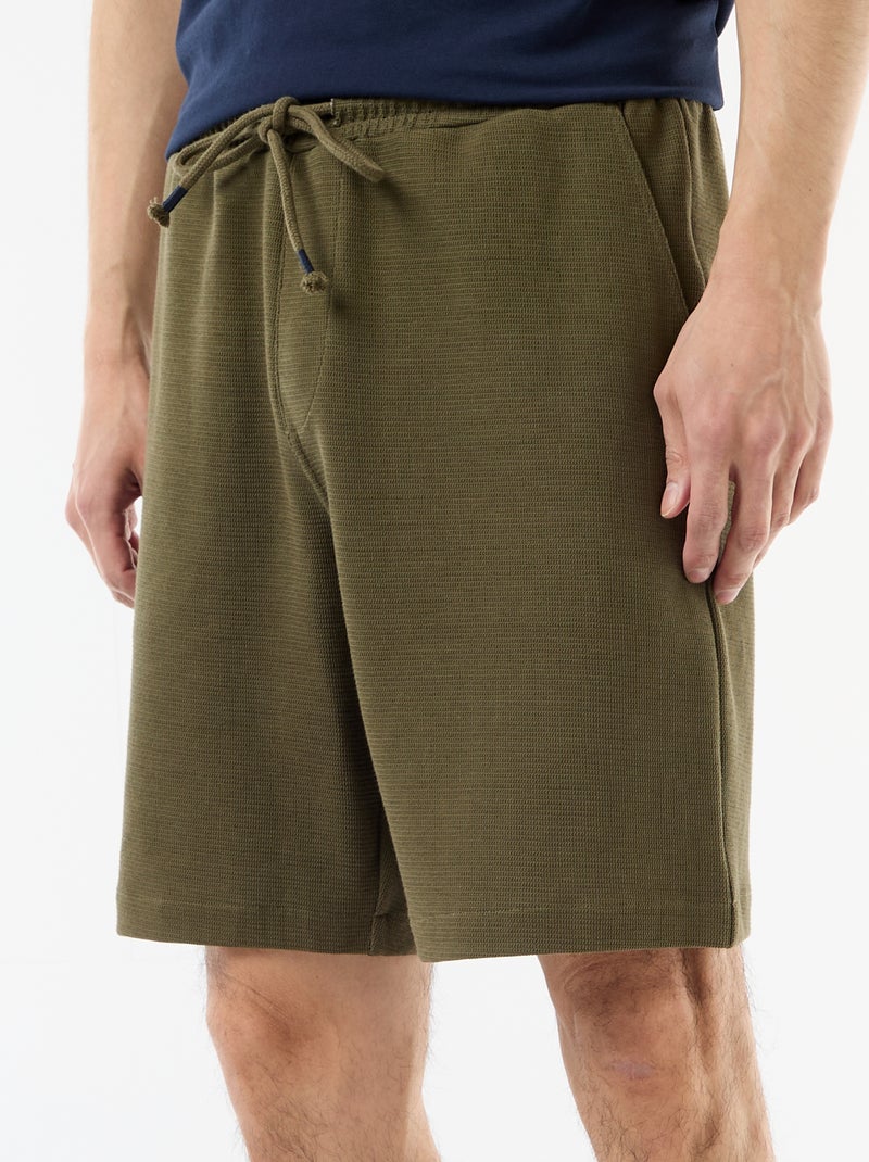 Bermuda van lichte sweatstof (french terry) Kaki - Kiabi