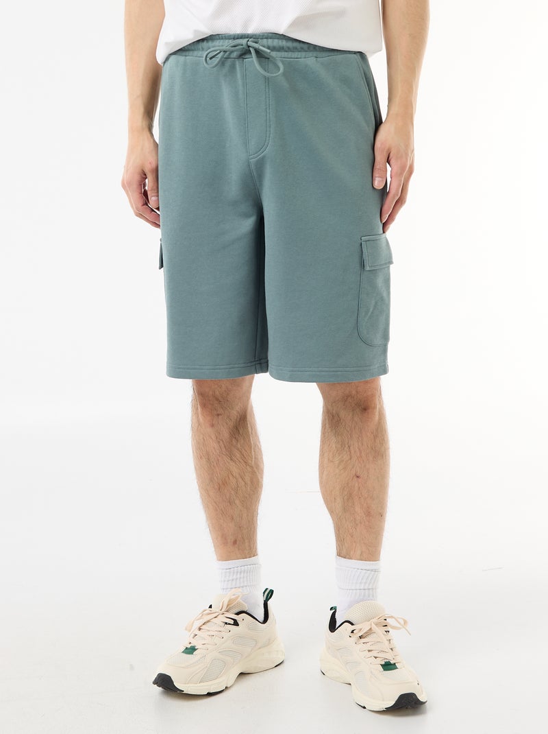 Bermuda van lichte sweatstof met klepzakken Blauw - Kiabi