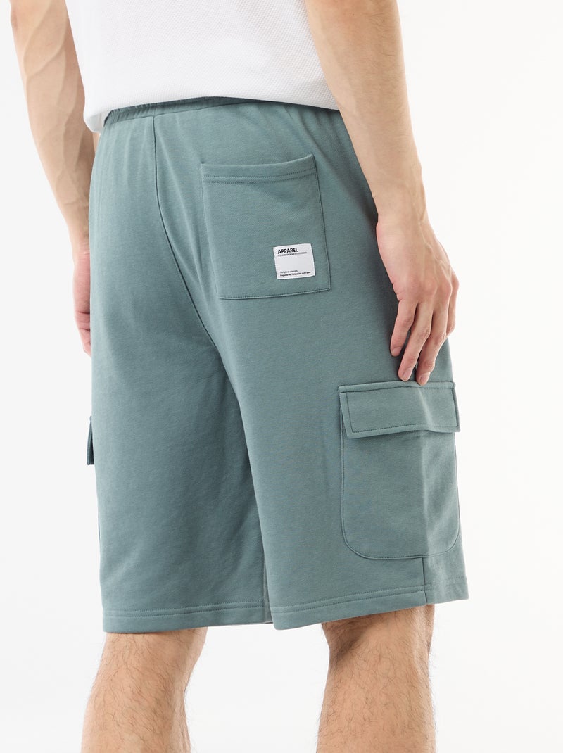 Bermuda van lichte sweatstof met klepzakken Blauw - Kiabi