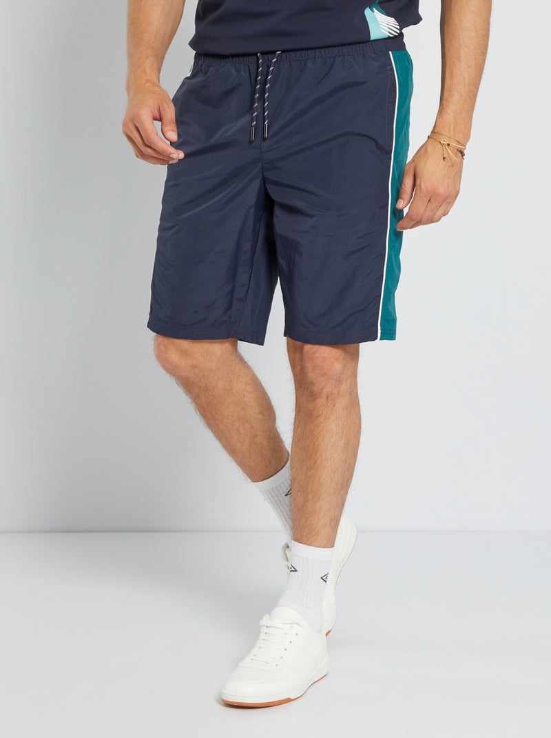 Bermuda van nylon met colorblock BLAUW - Kiabi