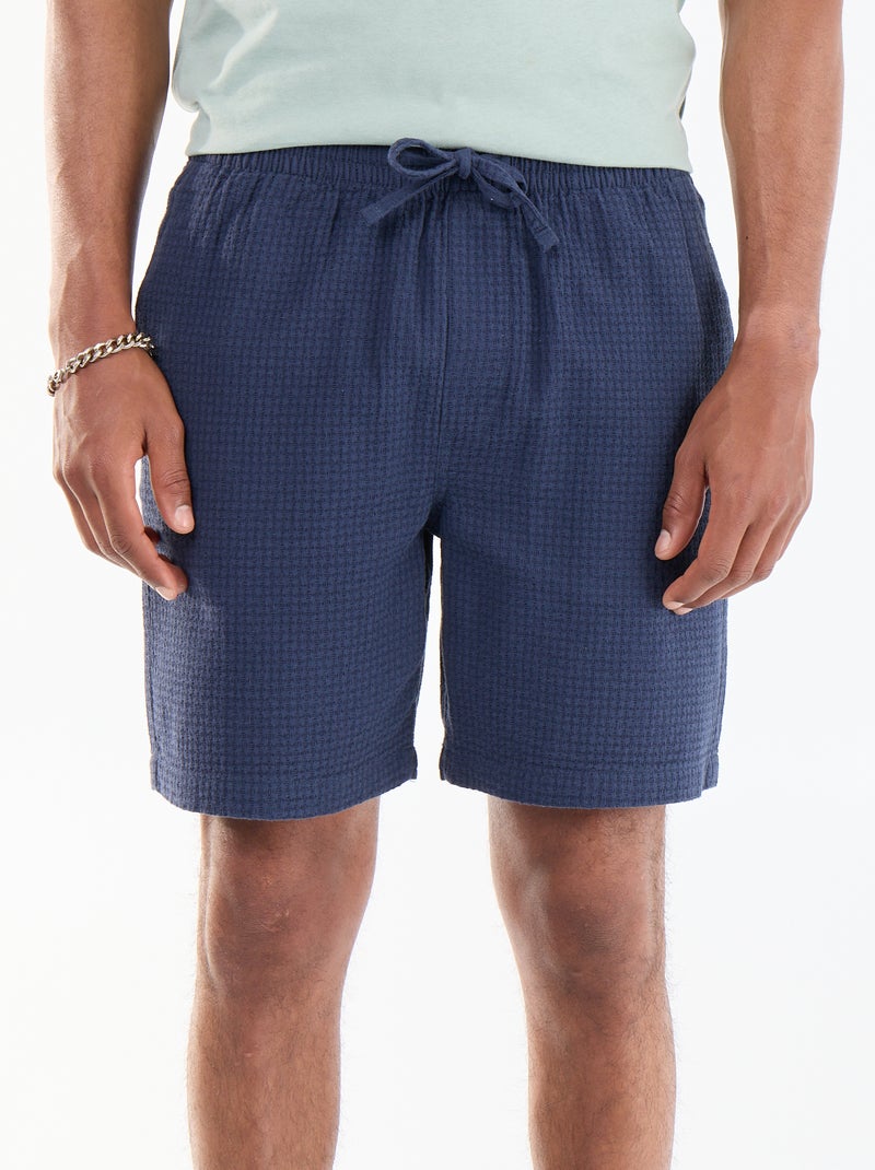 Bermuda van piquébreisel Blauw - Kiabi