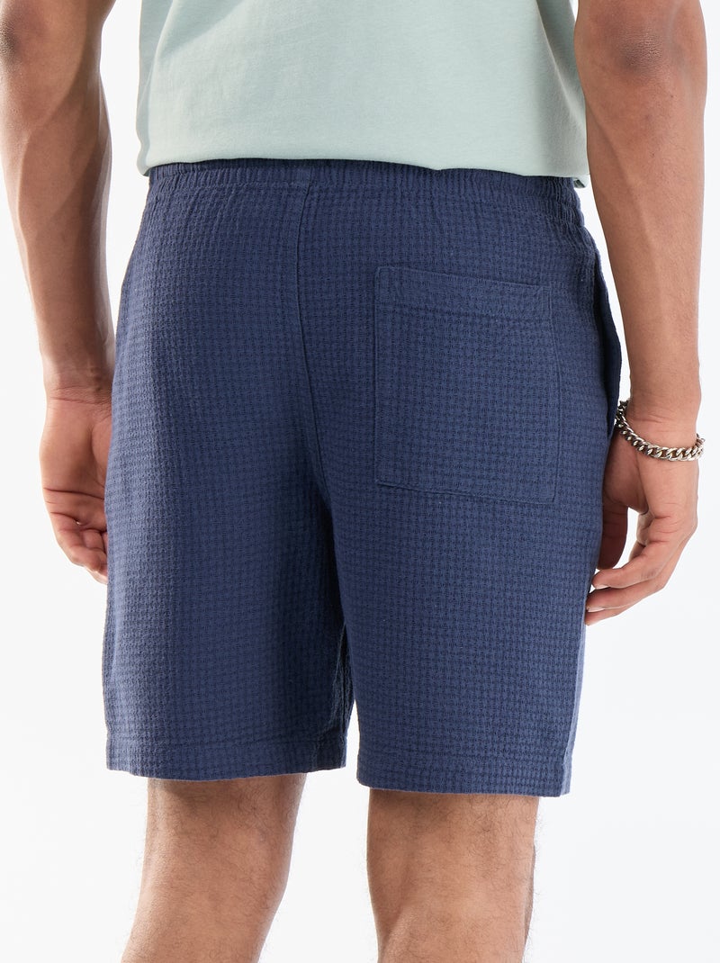 Bermuda van piquébreisel Blauw - Kiabi