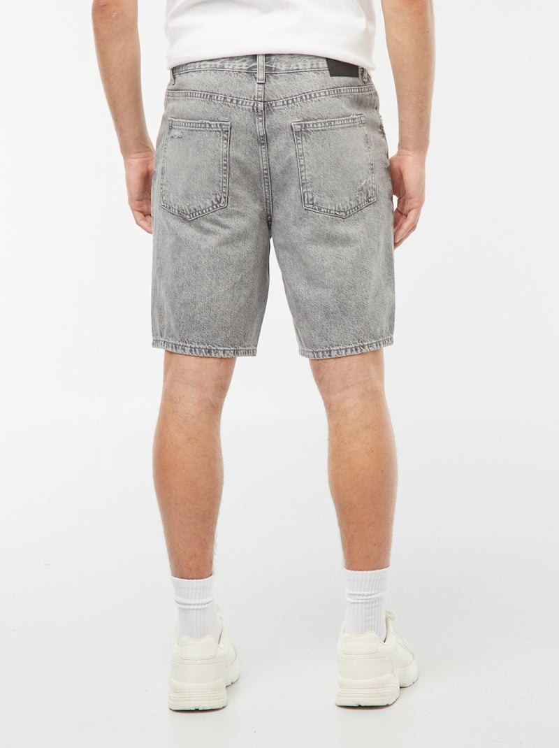 Bermuda van spijkerstof met scheurtjes GRIJS - Kiabi