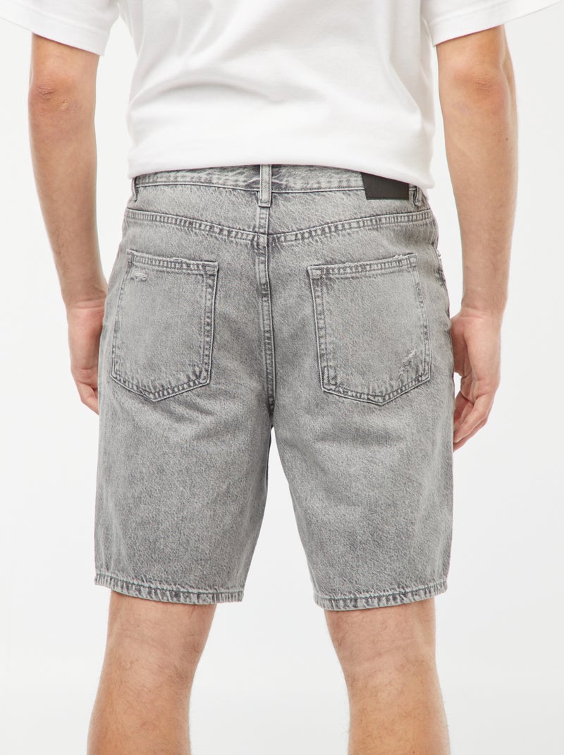 Bermuda van spijkerstof met scheurtjes GRIJS - Kiabi