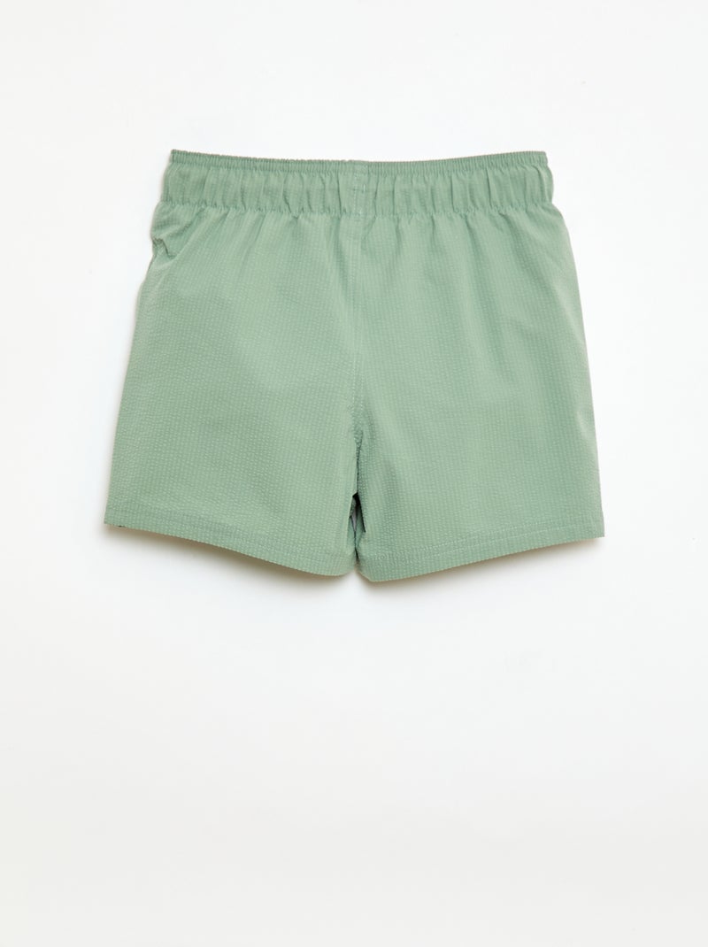 Bermuda zwembroek met gewafelde stof Kaki - Kiabi