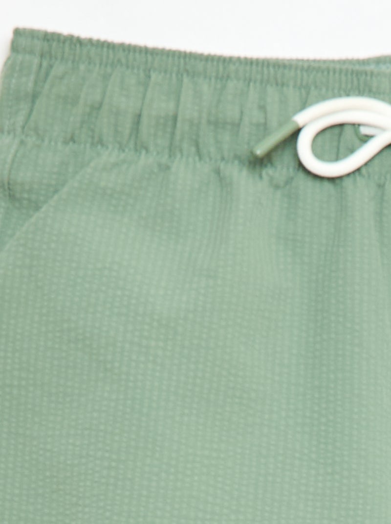 Bermuda zwembroek met gewafelde stof Kaki - Kiabi