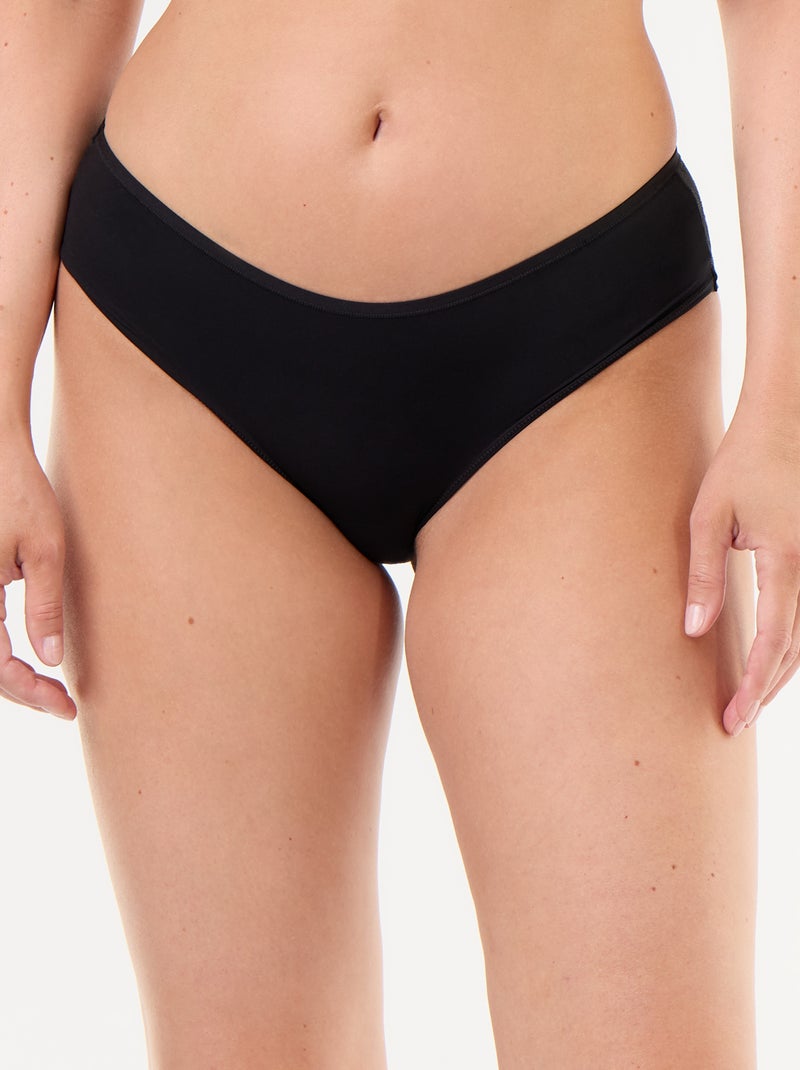 Bi-materiaal shorty van kant Zwart - Kiabi