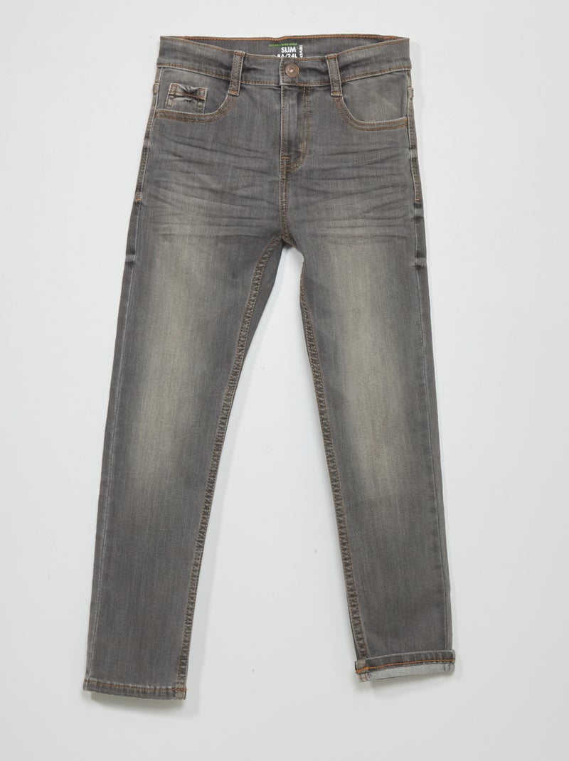 Bijzonder solide, slim-fit jeans GRIJS - Kiabi