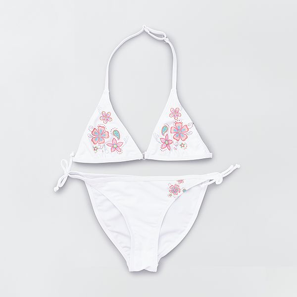 Bikini met bloemenmotief Kinderkleding meisjes wit Kiabi 12,00€