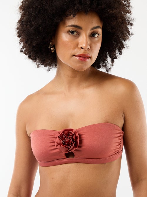 Bikinibandeau met reliëfbloem - Kiabi