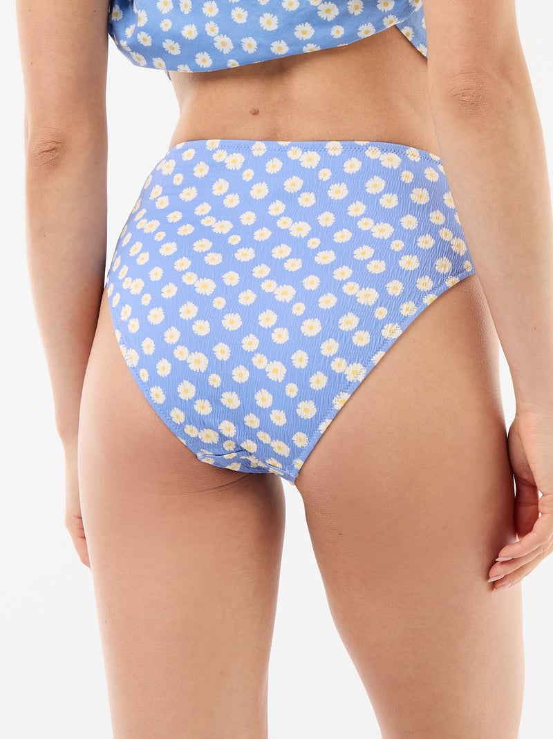 Bikinibroekje met bloemenprint en hoge taille Blauw - Kiabi