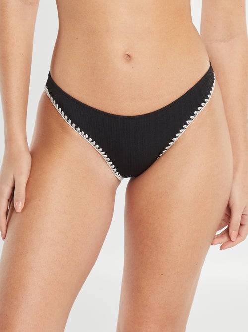 Bikinibroekje met borduursel en honingraatstructuur - Kiabi