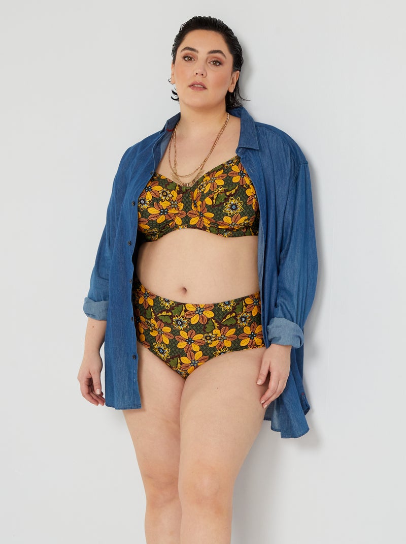 Bikinibroekje met hoge taille GROEN - Kiabi