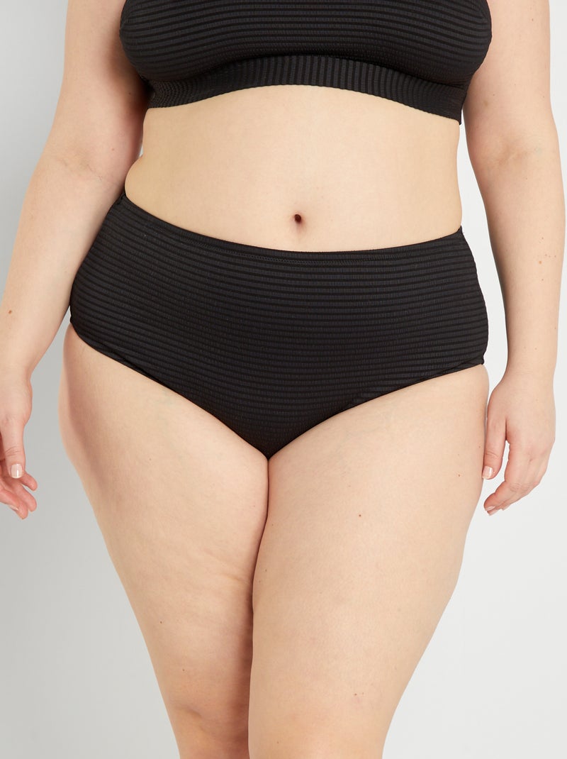 Bikinibroekje met hoge taille zwart - Kiabi