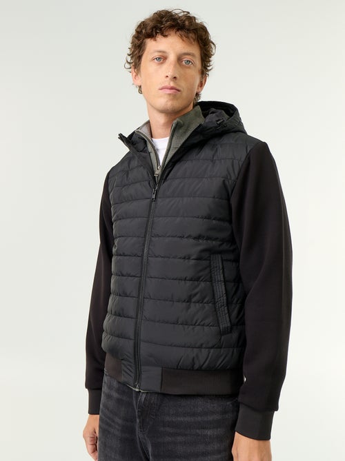 Bimateriaal jas met capuchon en rits - Kiabi Bimateriaal jas met capuchon en rits - Kiabi