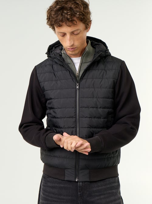 Bimateriaal jas met capuchon en rits - Kiabi Bimateriaal jas met capuchon en rits - Kiabi
