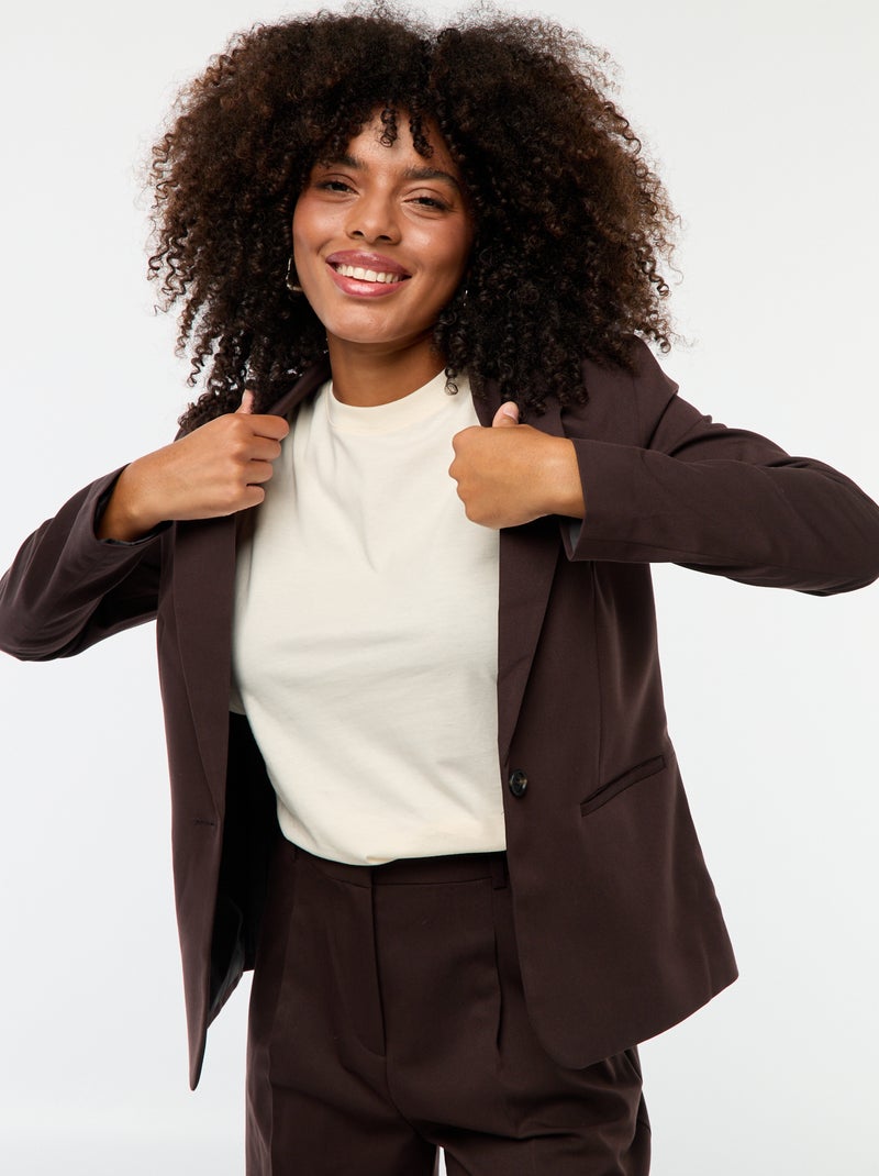Blazer met lange mouw bruin - Kiabi