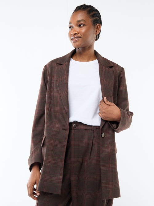 Blazer met lange mouwen en ruitjes - Kiabi