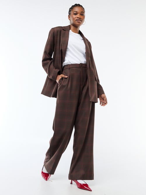 Blazer met lange mouwen en ruitjes - Kiabi