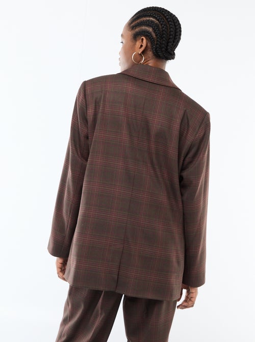 Blazer met lange mouwen en ruitjes - Kiabi