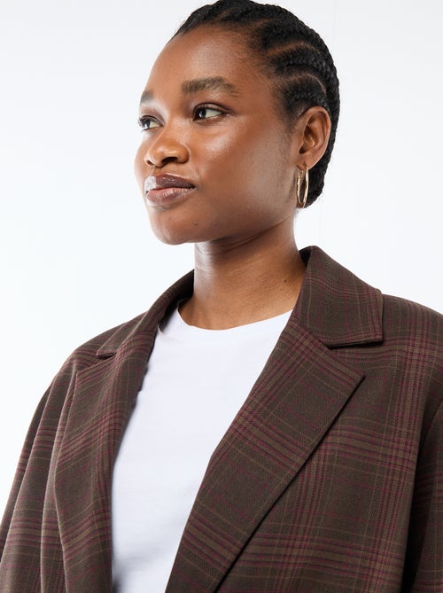 Blazer met lange mouwen en ruitjes - Kiabi