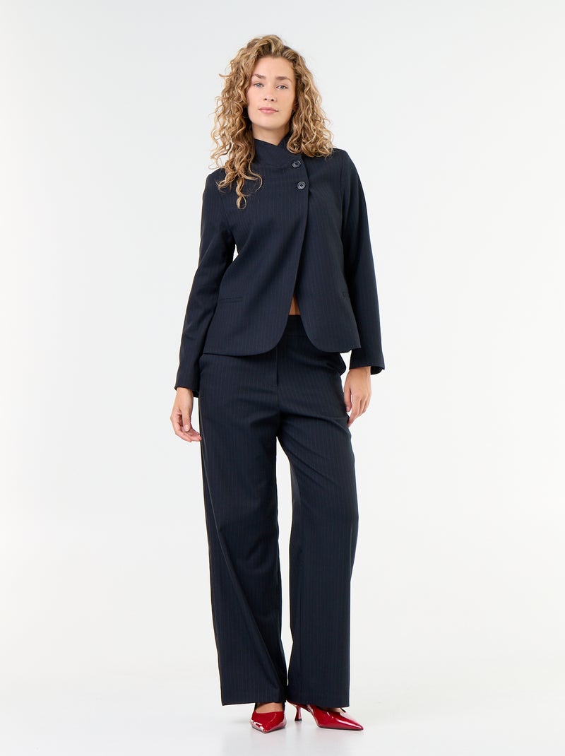 Blazer met opstaande kraag en overslageffect Blauw - Kiabi