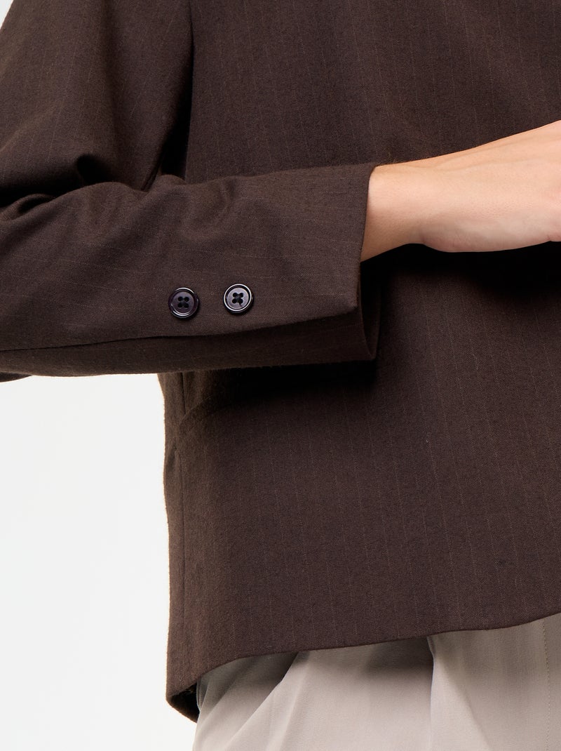 Blazer met opstaande kraag en overslageffect Bruin - Kiabi