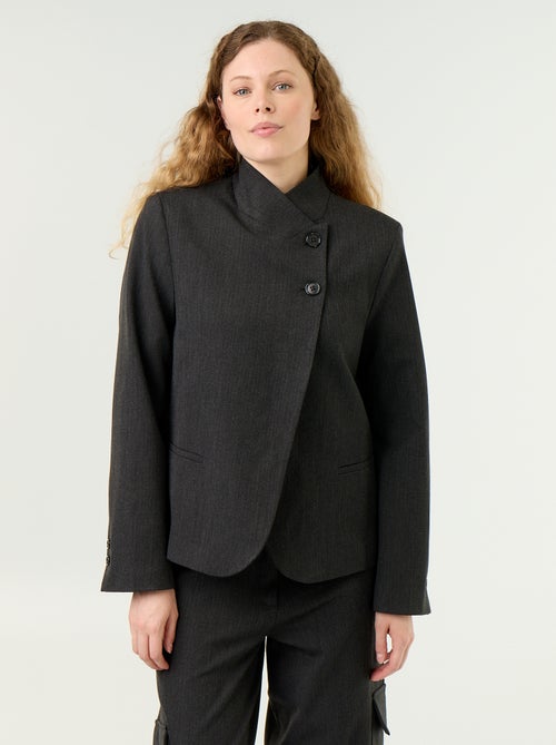 Blazer met opstaande kraag en overslageffect - Kiabi