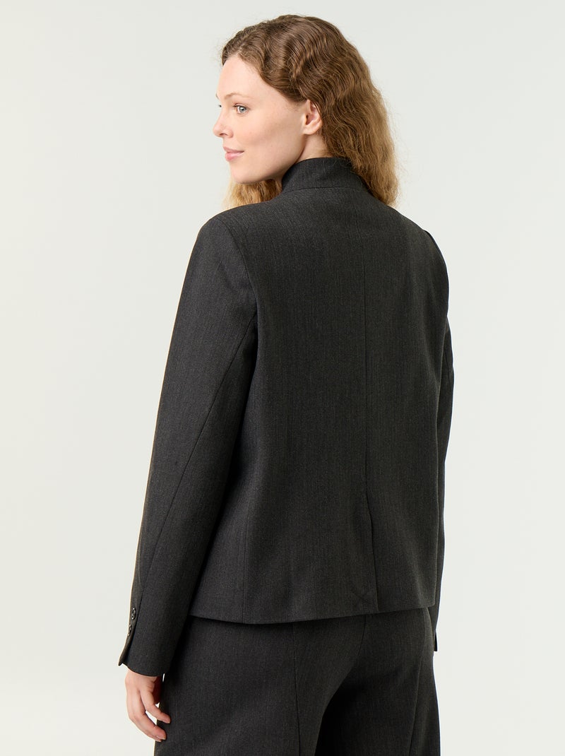 Blazer met opstaande kraag en overslageffect Grijs - Kiabi
