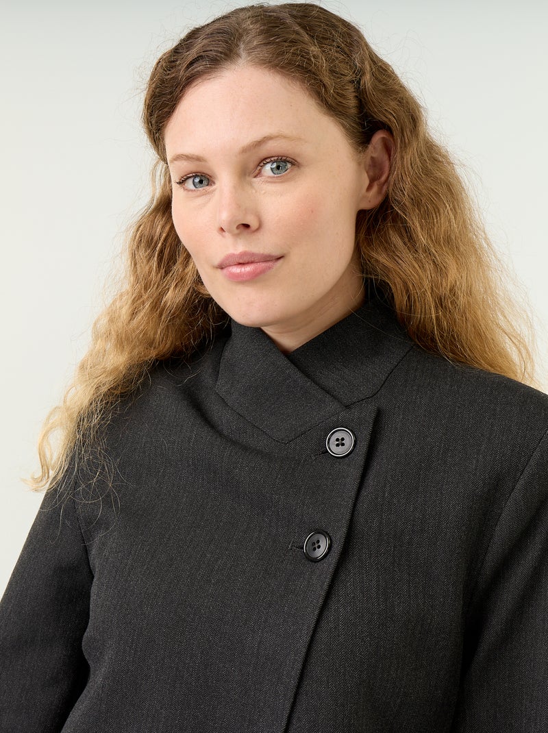 Blazer met opstaande kraag en overslageffect Grijs - Kiabi