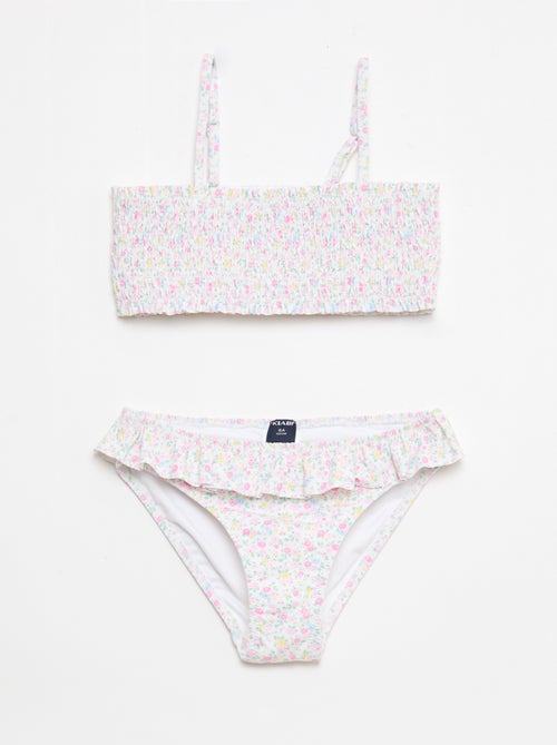 Bloemen badpak met smockwerk - 2-delig - Kiabi