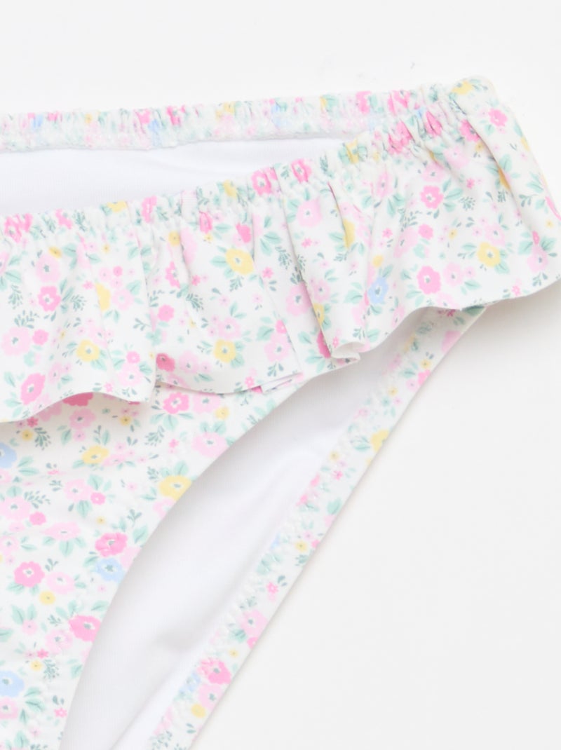 Bloemen badpak met smockwerk - 2-delig Wit - Kiabi