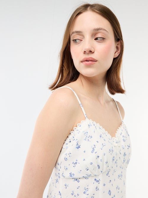 Bloemenjurk van gemengd linnen - Kiabi