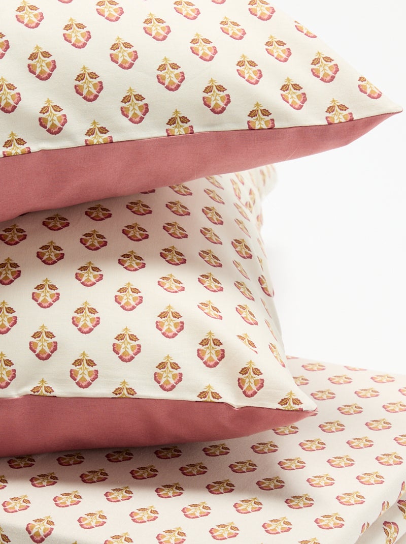 Bloemenprint dekbedovertrekset 2-persoons (240 x 220 cm) - Kiabi Home Rose - Kiabi