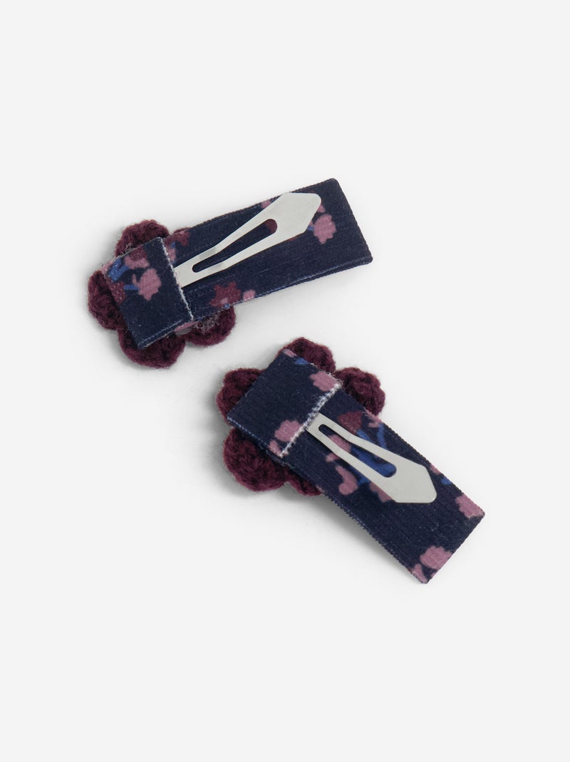 Bloemvormige krokodillenhaarklemmen Blauw - Kiabi