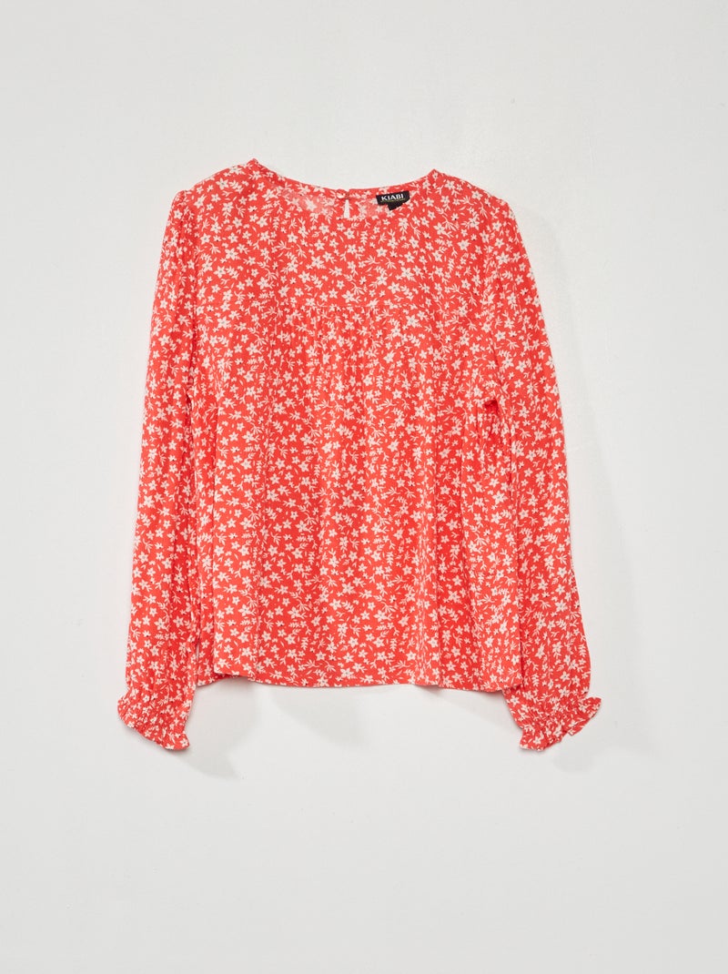 Bloesje met lange mouw en print Rood - Kiabi