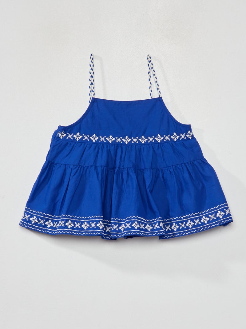 Bloesje met smalle bandjes en borduurwerken BLAUW - Kiabi