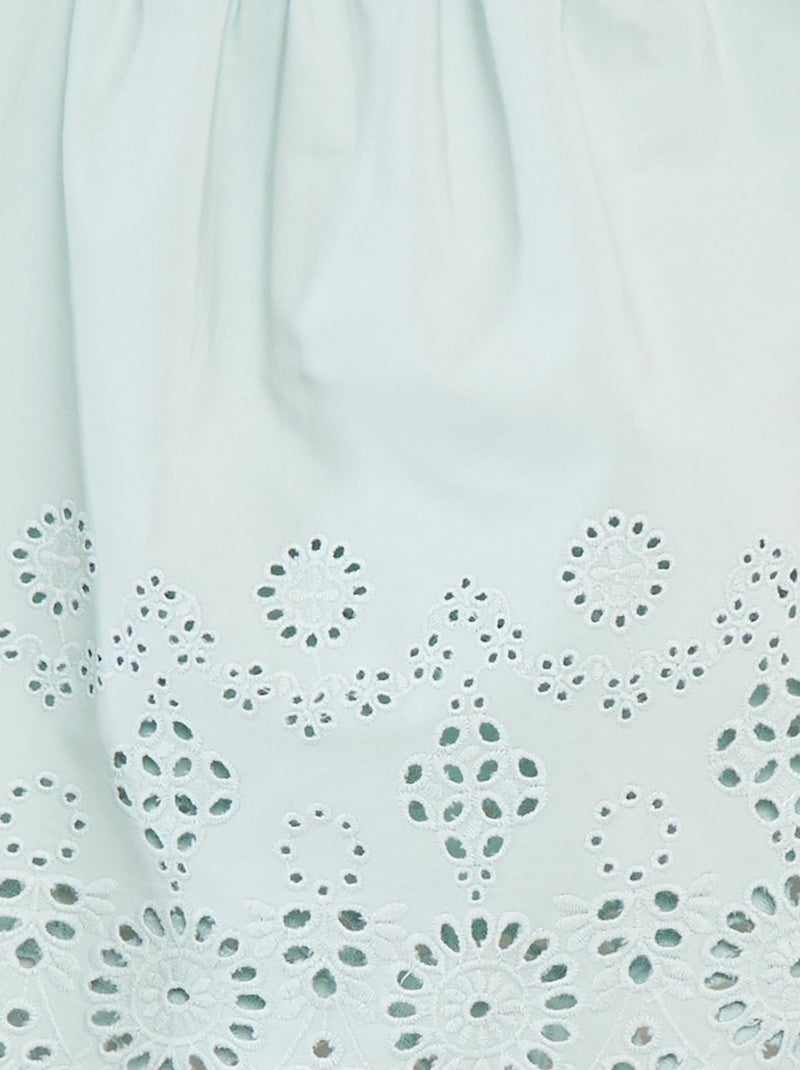 Bloesje met smokwerk en broderie anglaise Groen - Kiabi