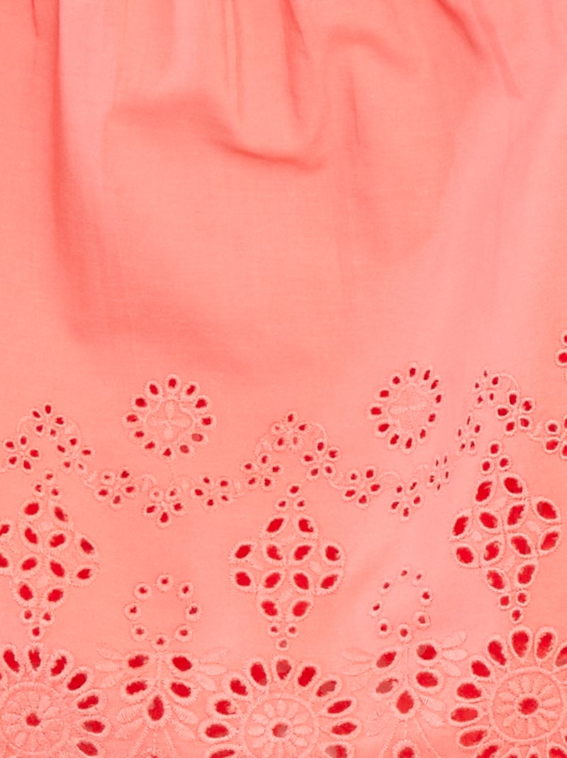 Bloesje met smokwerk en broderie anglaise Rose - Kiabi