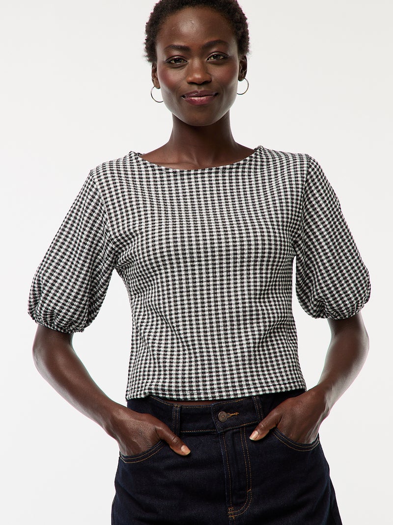 Blouse met aantrekkoordje Zwart - Kiabi