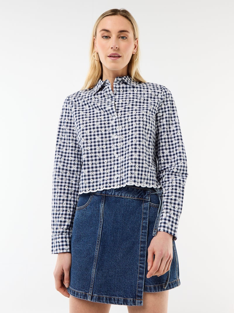 Blouse met all-over borduursels Blauw - Kiabi