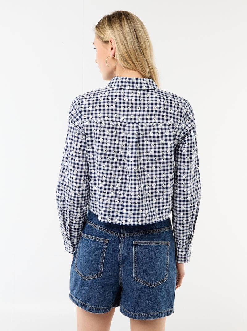 Blouse met all-over borduursels Blauw - Kiabi