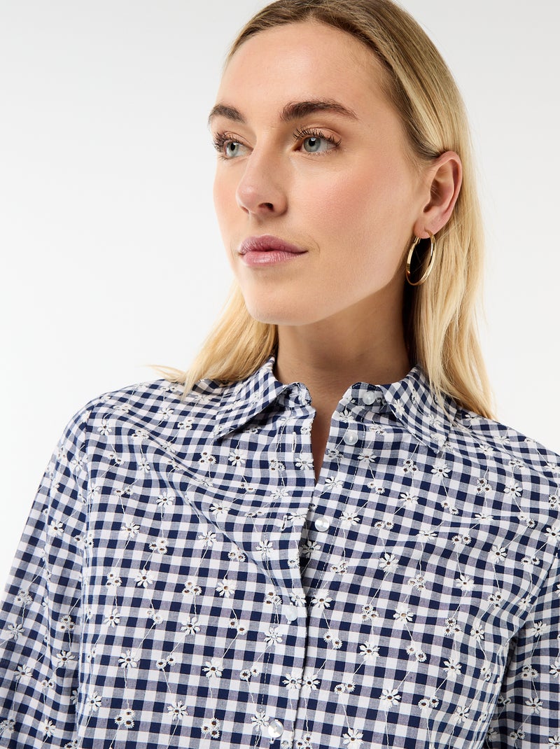Blouse met all-over borduursels Blauw - Kiabi